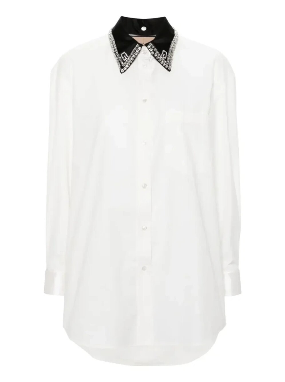 4468 - Gucci Crystal Embellished Collar Cotton Poplin Shirt - Size 40 - NWT - Re